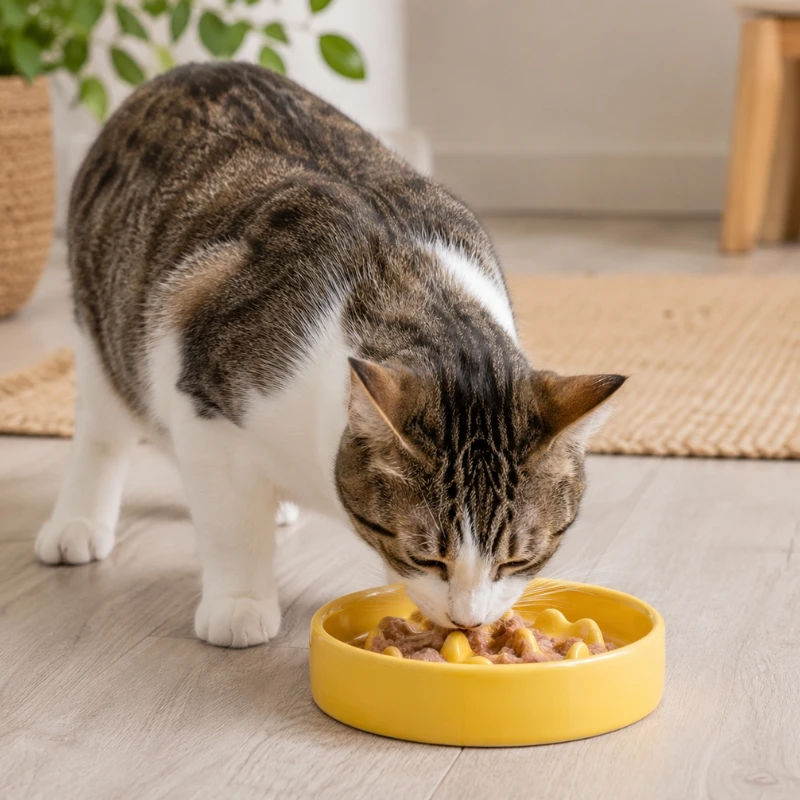 Gamelle anti-glouton pour chat en céramique