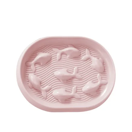 Gamelle anti-glouton chat en plastique rose avec relief pour ralentir la prise alimentaire